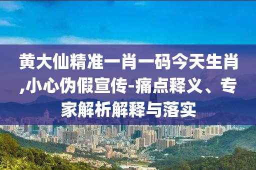 黃大仙精準一肖一碼今天生肖,小心偽假宣傳-痛點釋義、專家解析解釋與落實